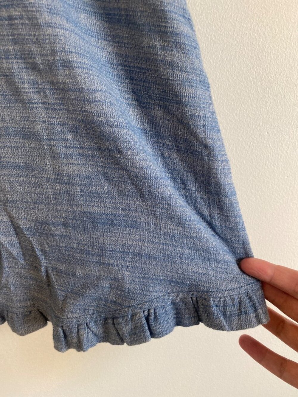 Umgee Blue Tunic Dress Size M Cotton Linen Blend Ruffled Hem 3/4 Sleeves Pockets - Picture 4 of 7